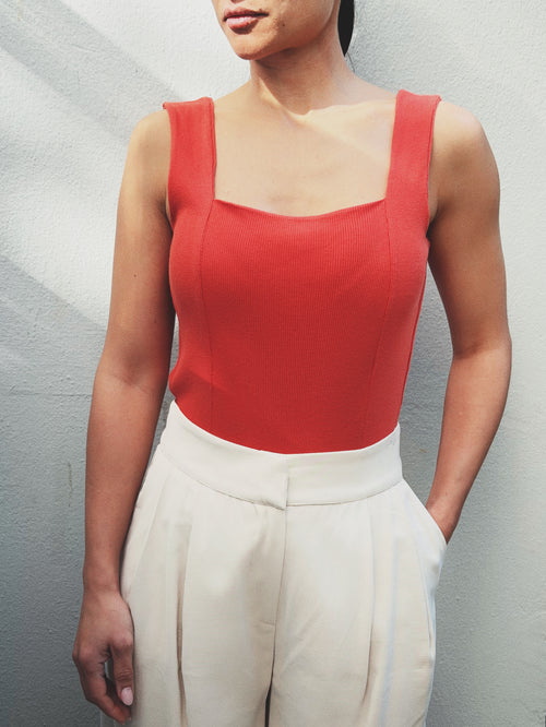 Bodysuit Cotton Rib Terracotta