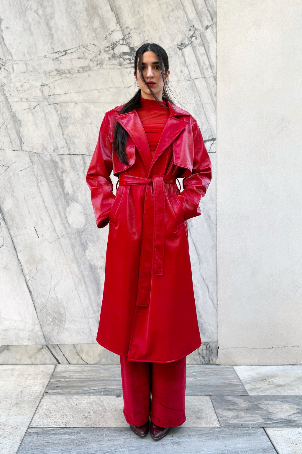 Scarlet Trench Coat Sample